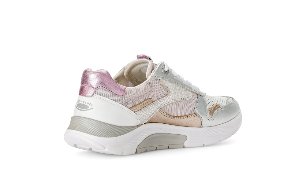 Rolling Soft Metallic Leather and Fabric Trainer|8692553