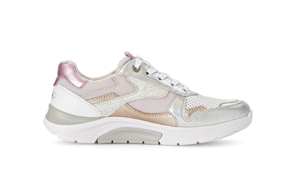 Rolling Soft Metallic Leather and Fabric Trainer|8692553