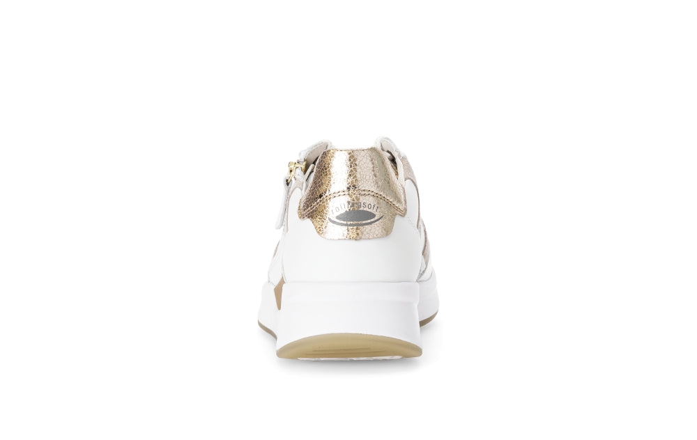 Rolling Soft White and Taupe Wedge Trainer|8695852