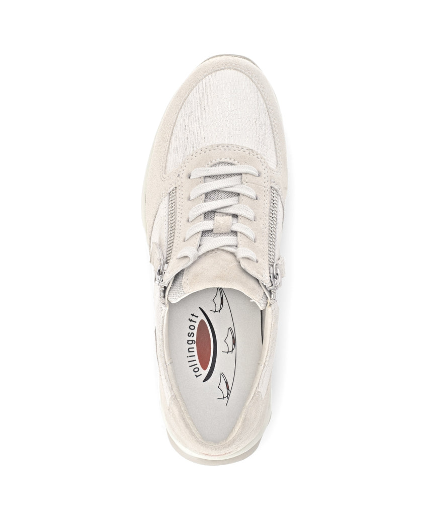 Rolling Soft Beige Lizard Print Comfort Trainer|8696822
