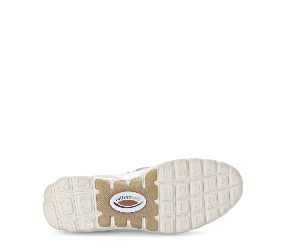 Rolling Soft Beige Lizard Print Comfort Trainer|8696822