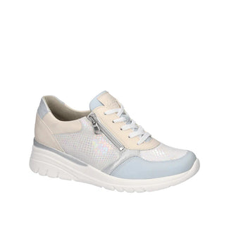 White and light blue sneaker on a white background