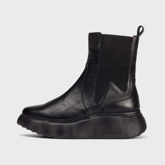 Wonders Black Platform Chelsea Ankle Boot|A3632NE