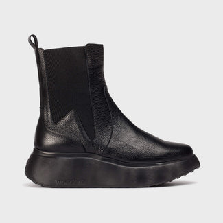Wonders Black Platform Chelsea Ankle Boot|A3632NE