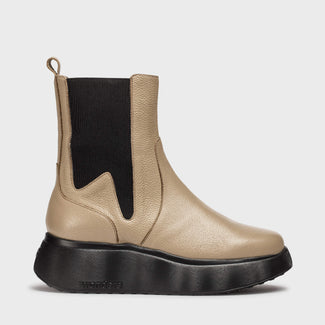 Wonders Taupe Leather Chelsea Ankle Boot|A3632TA