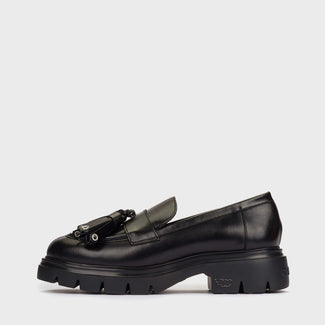Wonders Black Leather Tassel Loafer |A4303NE