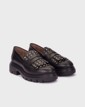 Load image into Gallery viewer, Wonders Black Fringe Platform Loafer|A4315BLK
