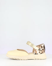 Load image into Gallery viewer, Beige sandal with leopard print strap on a white background
