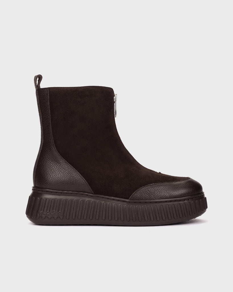 Wonders Dark Brown Platform Ankle Boot|A5202TES