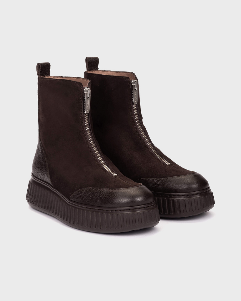 Wonders Dark Brown Platform Ankle Boot|A5202TES