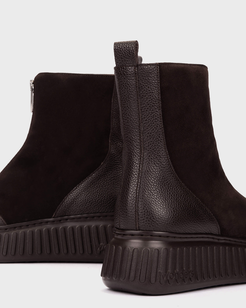 Wonders Dark Brown Platform Ankle Boot|A5202TES