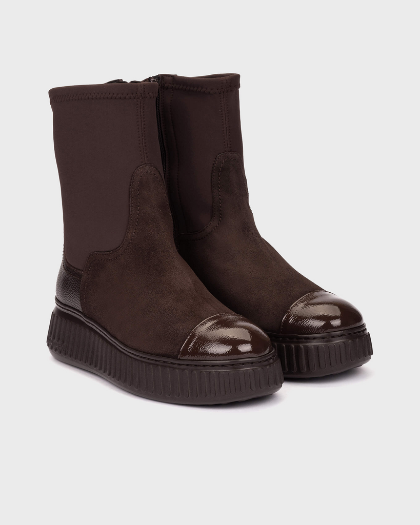 Wonders Dark Brown Platform Ankle Boot|A5207TES