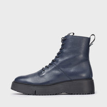 Load image into Gallery viewer, Wonders Navy Leather Laced Platform Ankle Boot|A9350WNA

