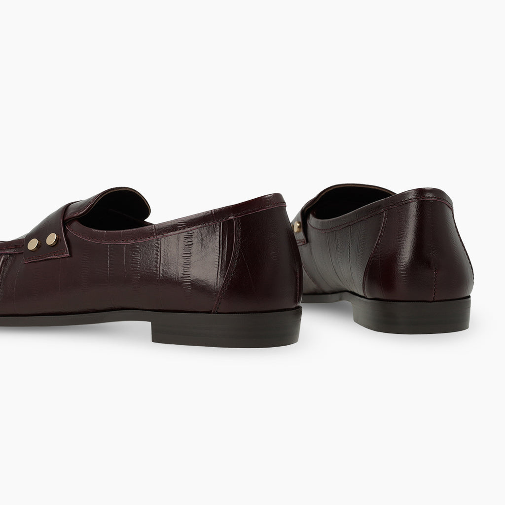 Lodi Embossed Print Burgundy Loafer| ANABELBU