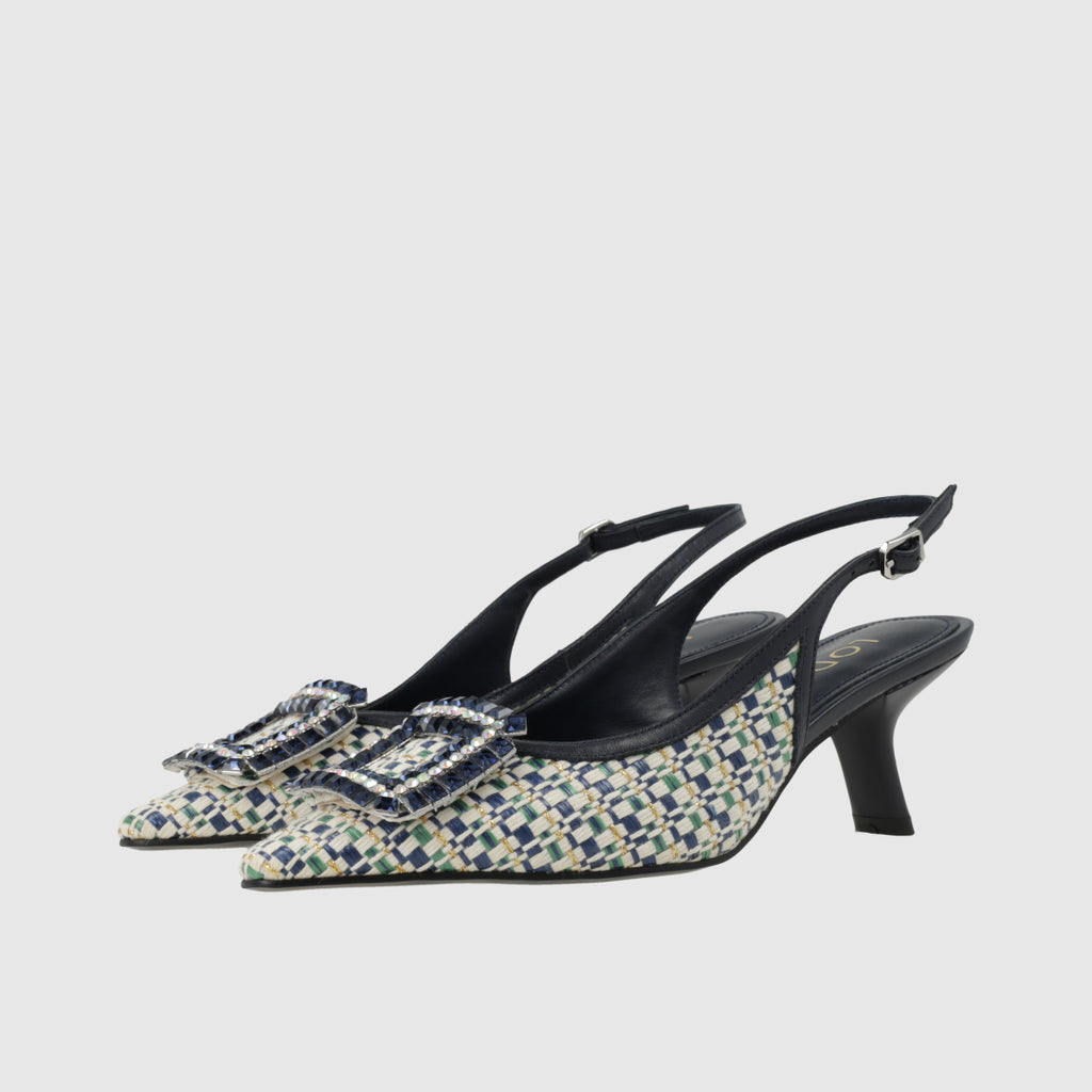 Lodi Navy Checkered Sling Back|CEFEONAV