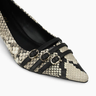 Lodi Snake Print Leather Kitten Heel Pump|ROMASNK