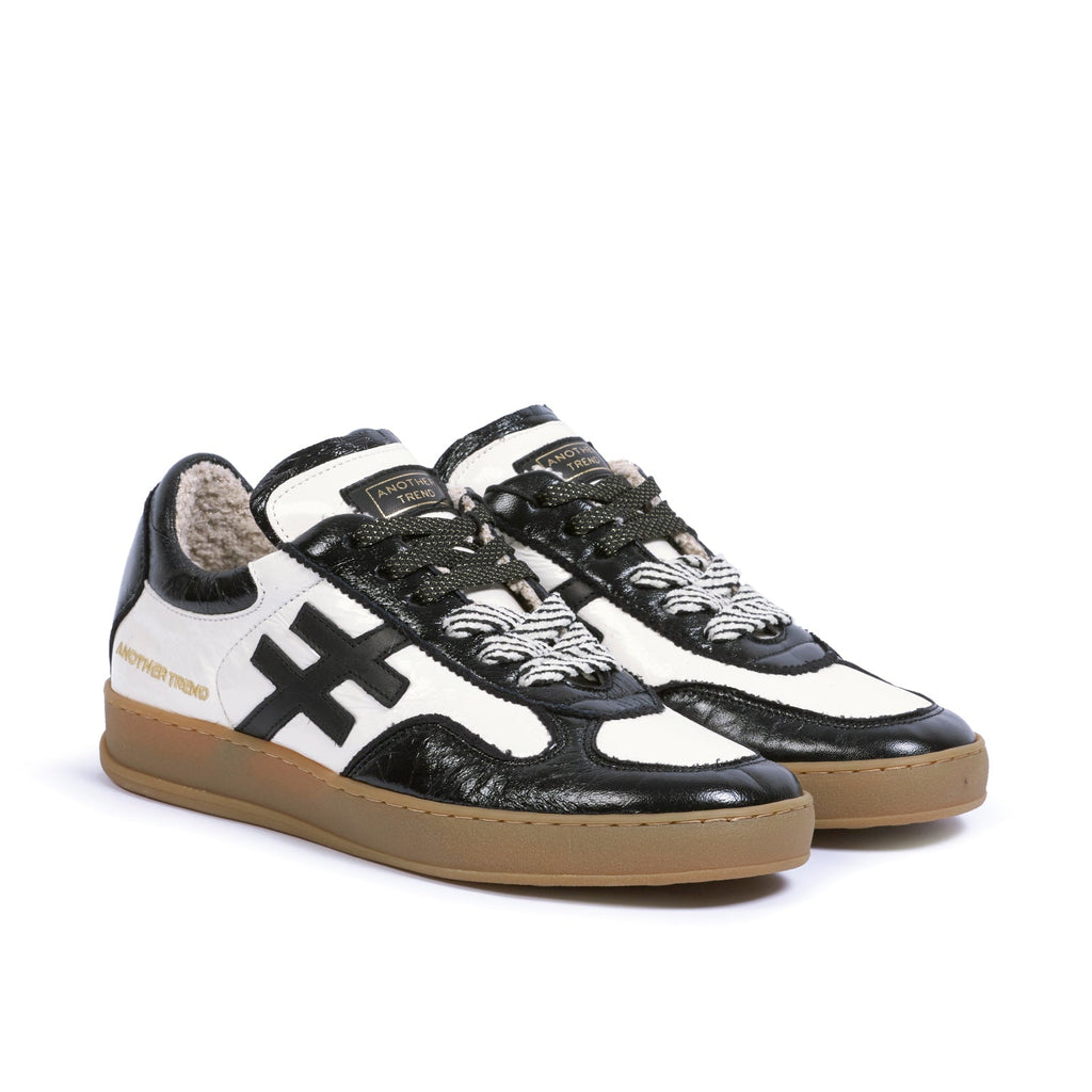 Another Trend White and Black Patent Trainer|A0349391
