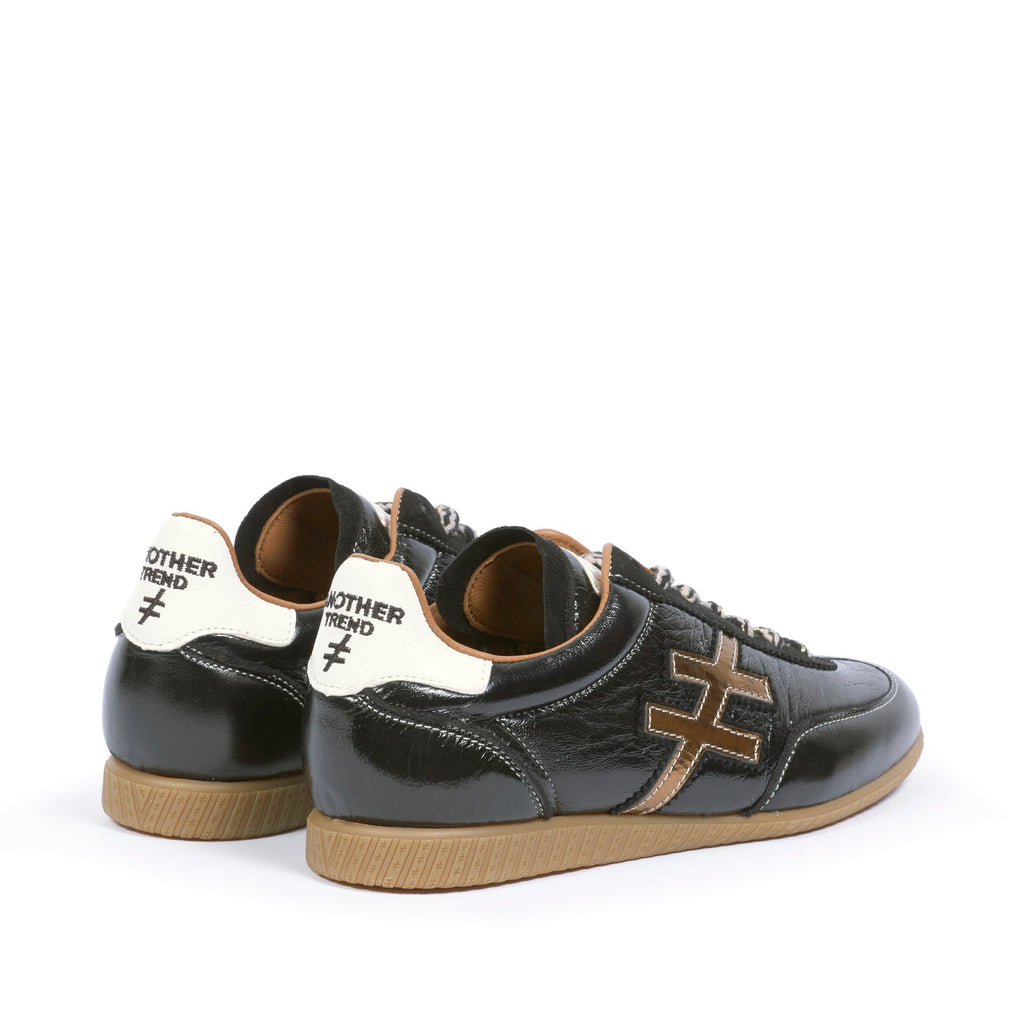 Another Trend Black Patent and Gold Trainer|A0784705