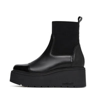 Load image into Gallery viewer, Black platform Chelsea boot on a white background
