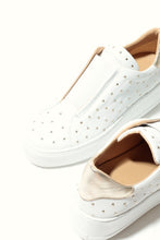 Load image into Gallery viewer, White sneakers with beige soles on a white background
