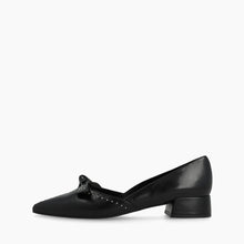 Load image into Gallery viewer, Lodi Black Leather Covered Heel Pump With Bow |AMISTADNE
