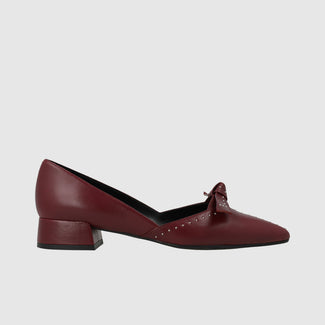 Lodi Soft Bordo Leather Covered Heel Pump|AMISTADBU
