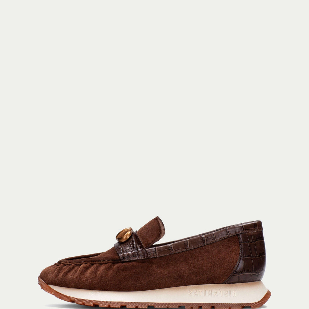 Hispanitas Brown Suede & Leather Sporty Loafer|BHI25440BR