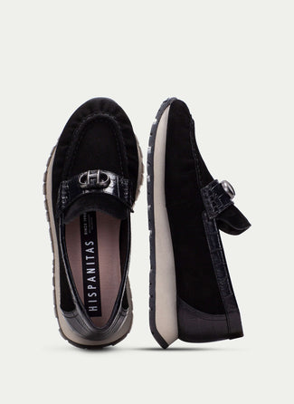 Hispanitas Black Suede & Leather Loafer|BHI25440BK