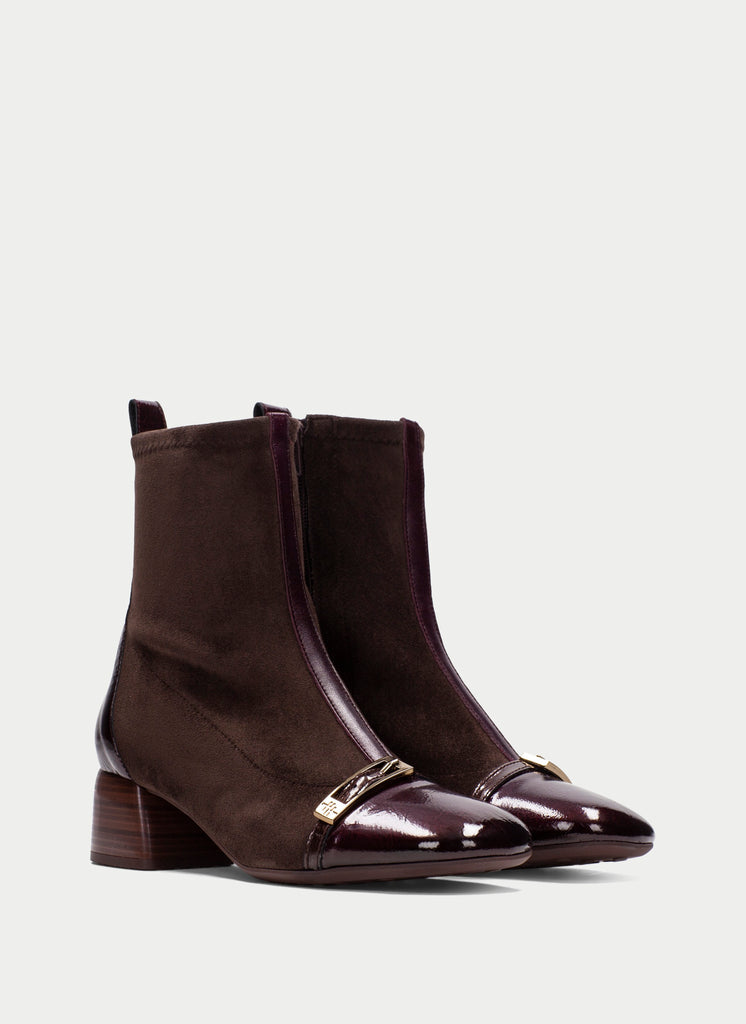 Hispanitas Burgundy & Brown Ankle Boot|BHI265016B