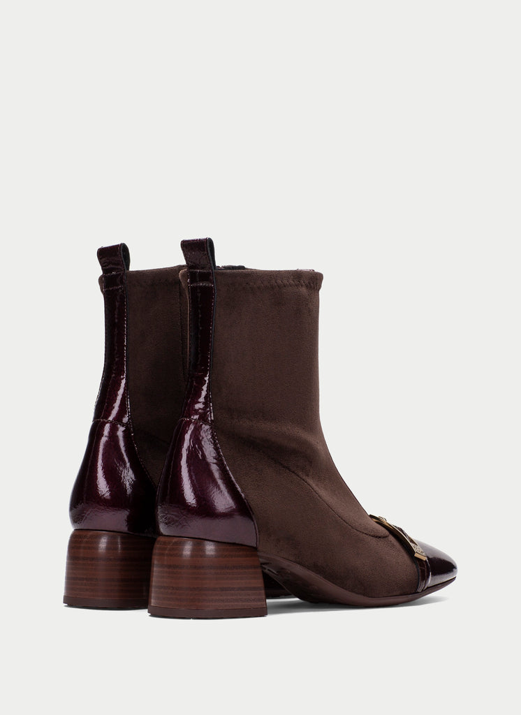Hispanitas Burgundy & Brown Ankle Boot|BHI265016B