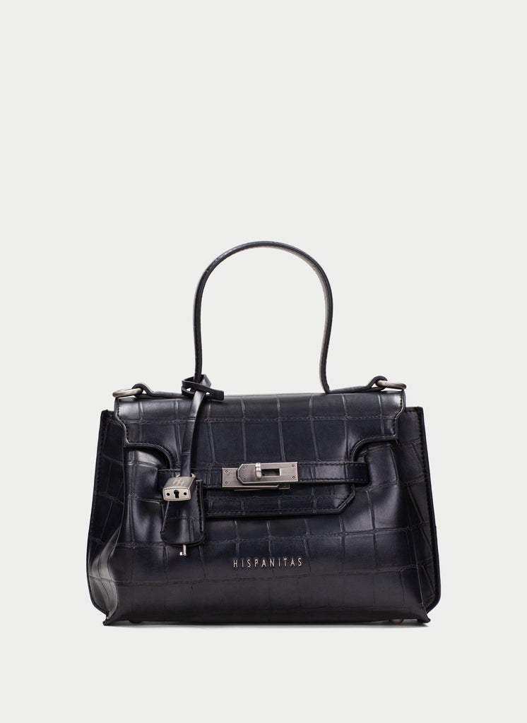 Hispanitas Black Croc Print Bag|BI265025BK
