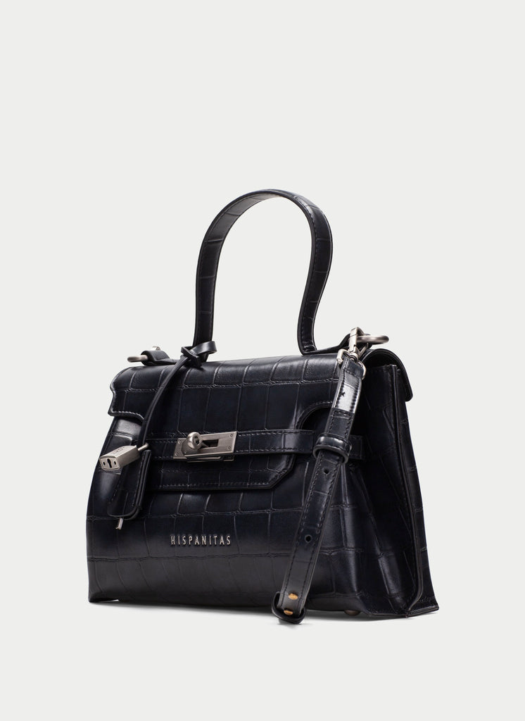 Hispanitas Black Croc Print Bag|BI265025BK