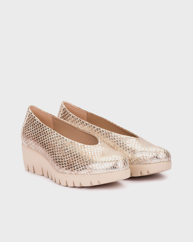 Wonders Snake Print Champagne Slip On|C33100CH
