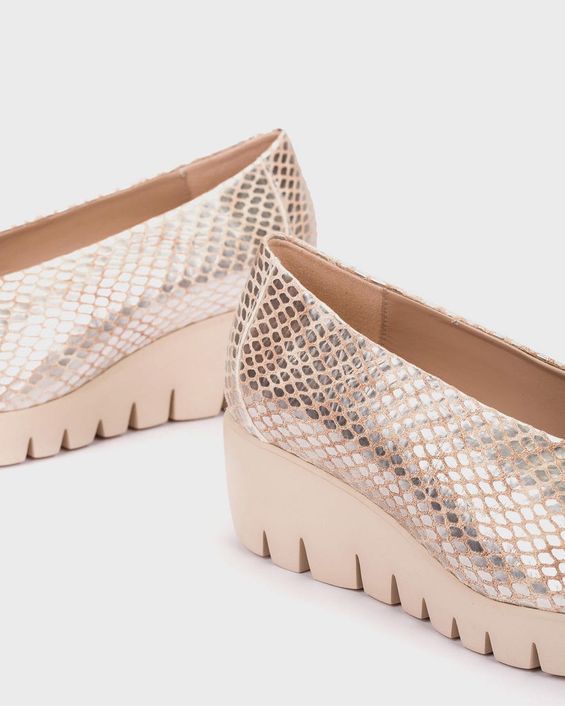 Wonders Snake Print Champagne Slip On|C33100CH