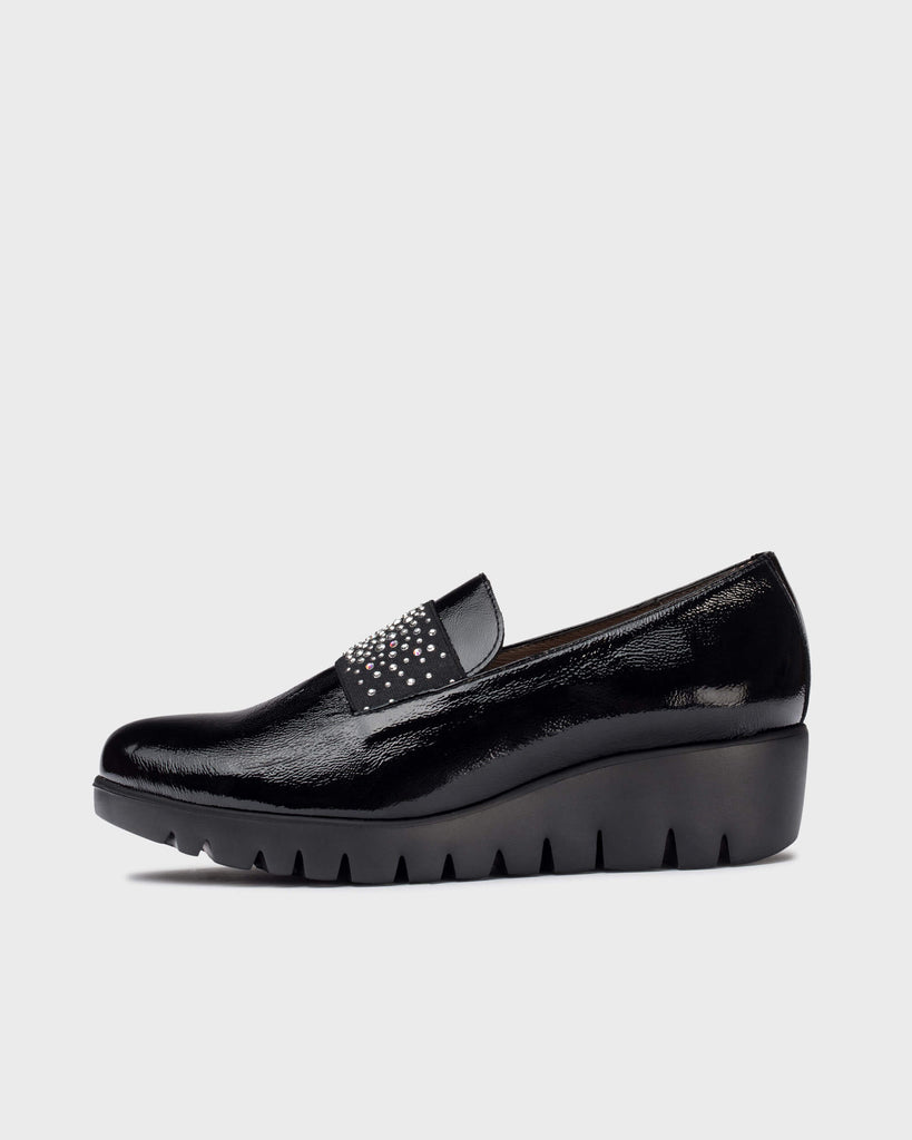 Wonders Black Patent Wedge Shoe|C33158NEG