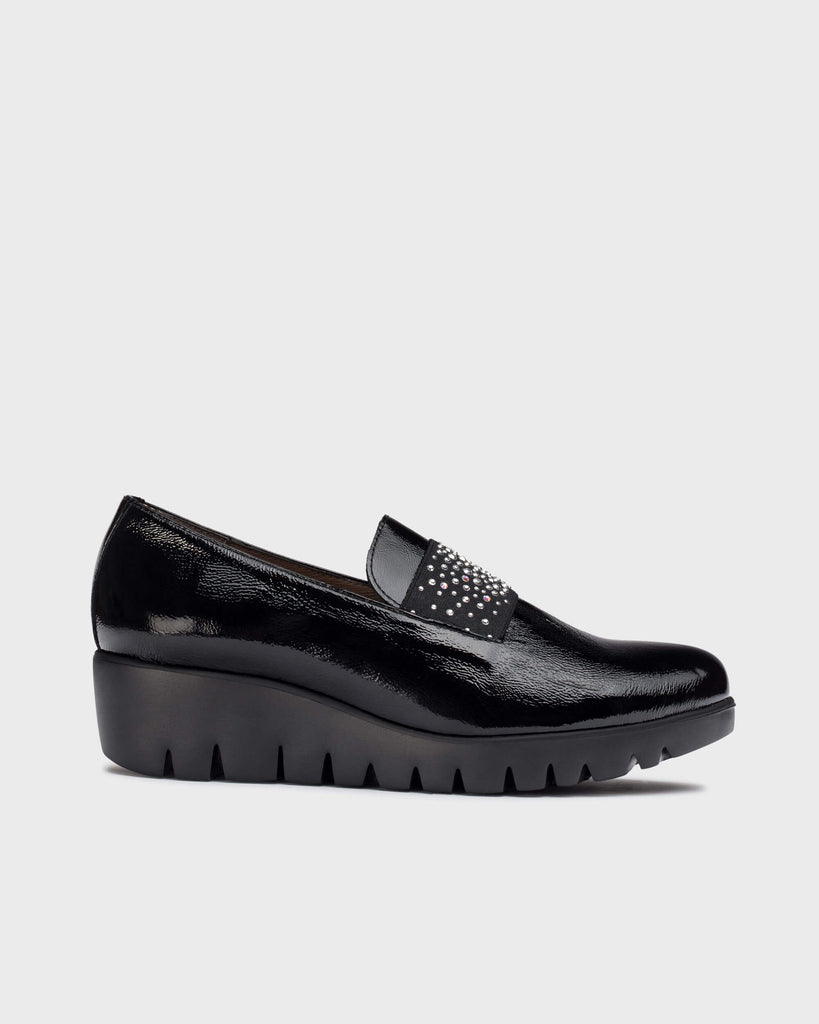 Wonders Black Patent Wedge Shoe|C33158NEG