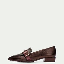 Load image into Gallery viewer, Hispanitas Metallic Army Green &amp; Burgundy Pointy Loafer|CHI254262B
