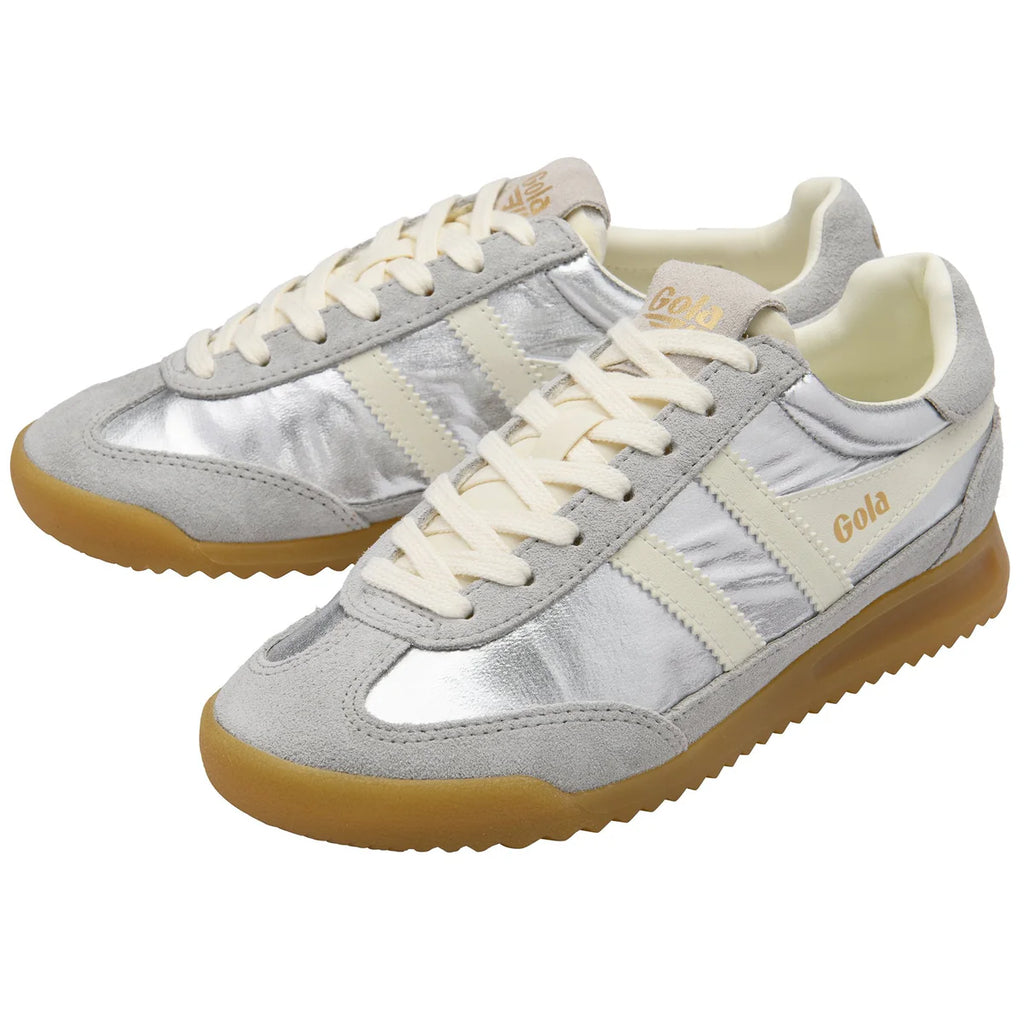 Gola Silver and Off White Trainer|CLB858JW