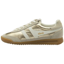 Load image into Gallery viewer, Gold and white sneaker with 'Gola' branding on a white background
