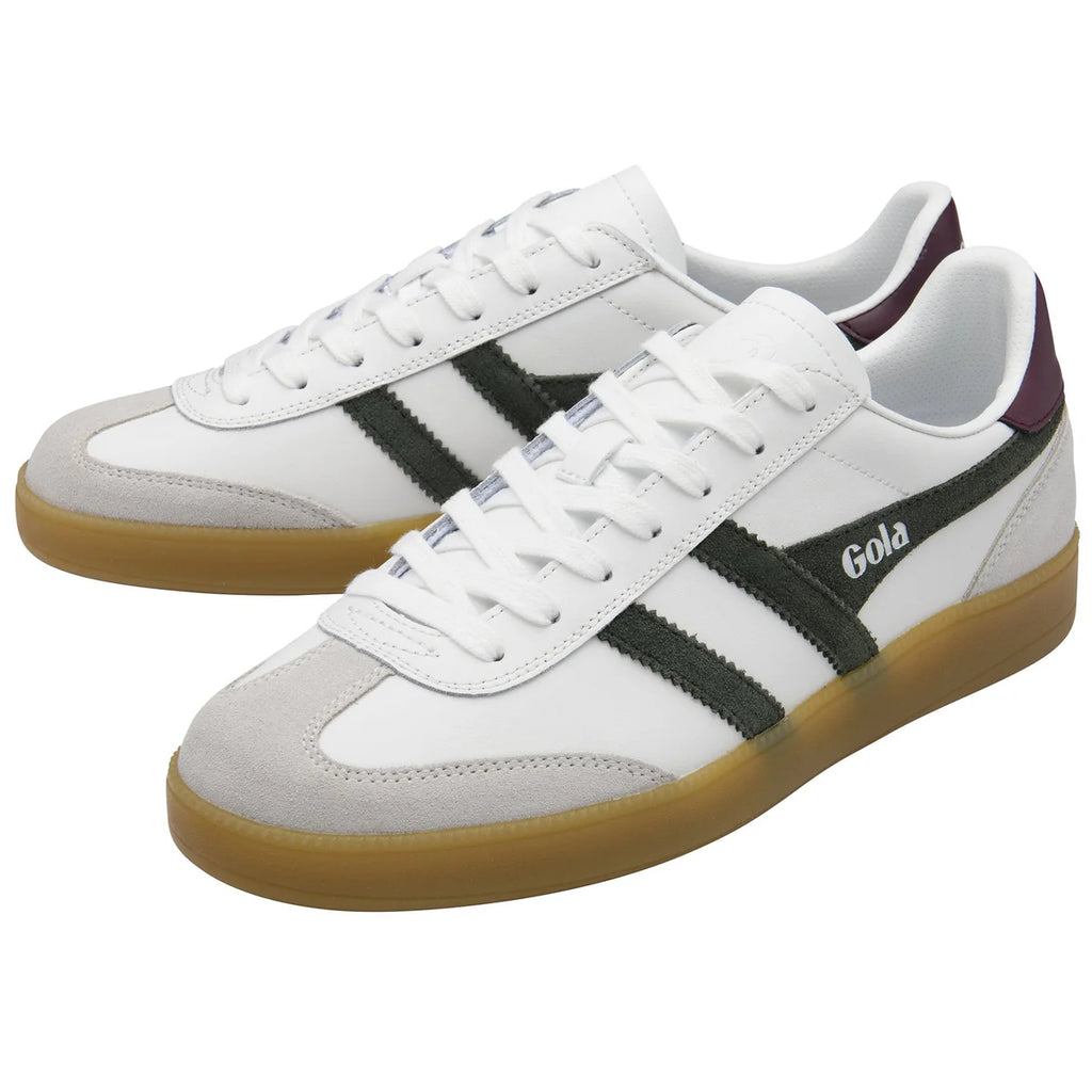Gola White, Khaki, and Gum Trainer|CMB744WF