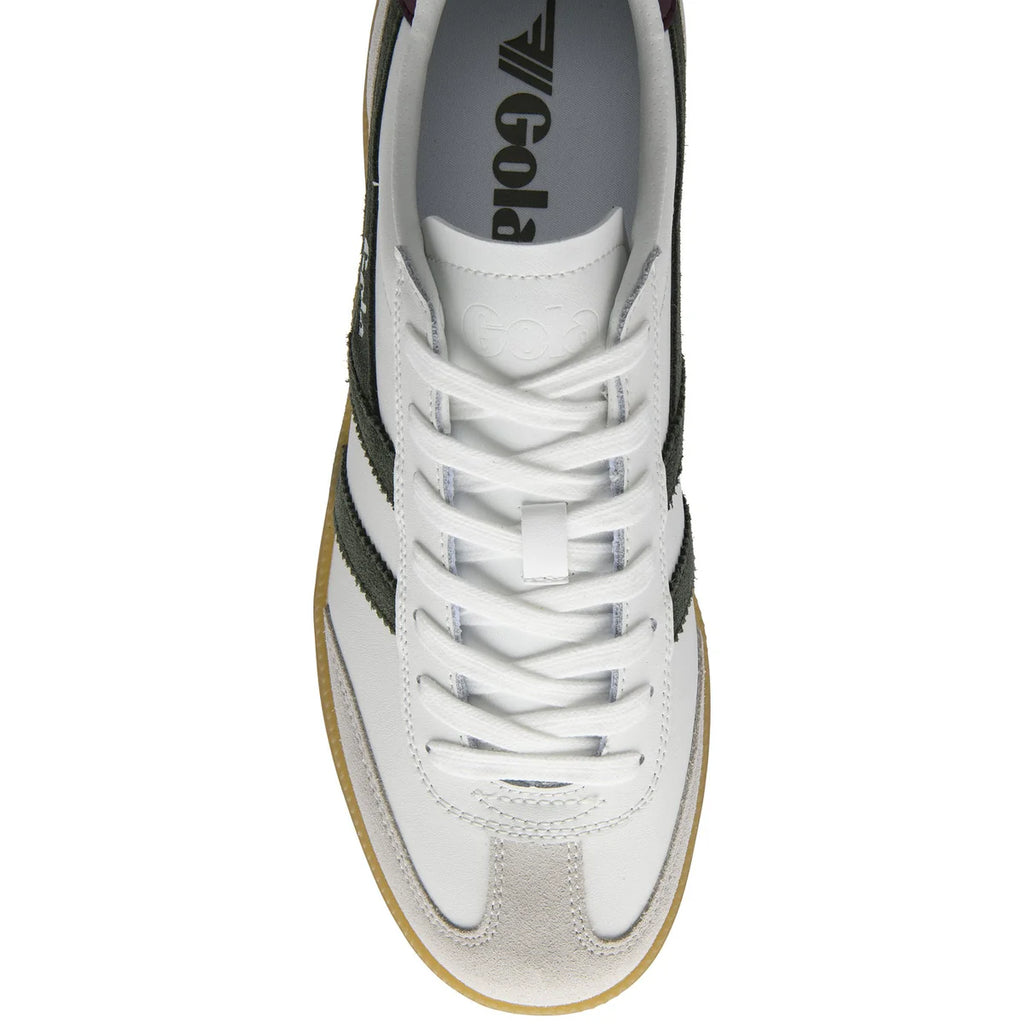 Gola White, Khaki, and Gum Trainer|CMB744WF