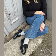 Load image into Gallery viewer, Copenhagen Black Leather and Patent Loafer with Bow|CS7057
