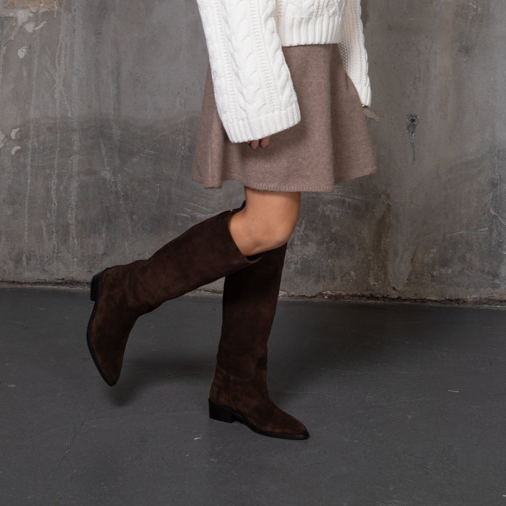 Copenhagen Dark Brown Suede Tall Boot|CS8843