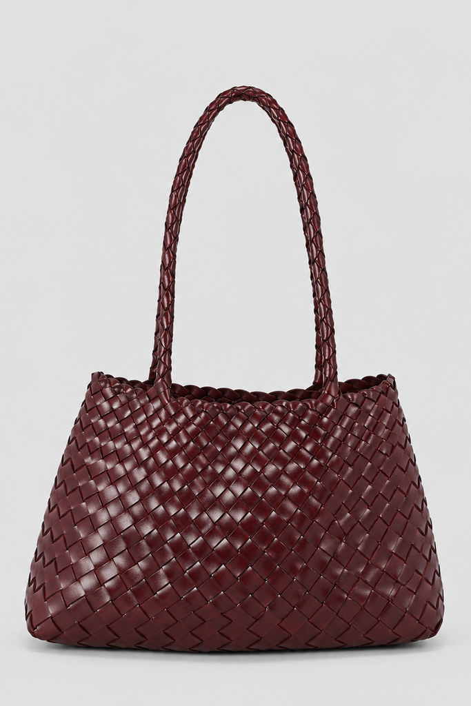 Ellyla Woven Burgundy Leather Bag|SELINALHBU