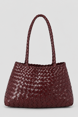 Ellyla Woven Burgundy Leather Bag|SELINALHBU