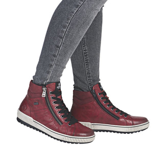 Remonte Wide Fit Distressed Red Laced Ankle Boot|D077236