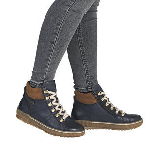 Remonte Wide Fit Navy & Tan Laced Ankle Boot|D078114