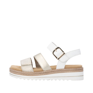 Remonte White and Light Gold Multi Strap Sandal|D0Q5592