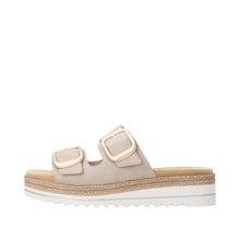 Load image into Gallery viewer, Beige sandal with two buckles on a white background
