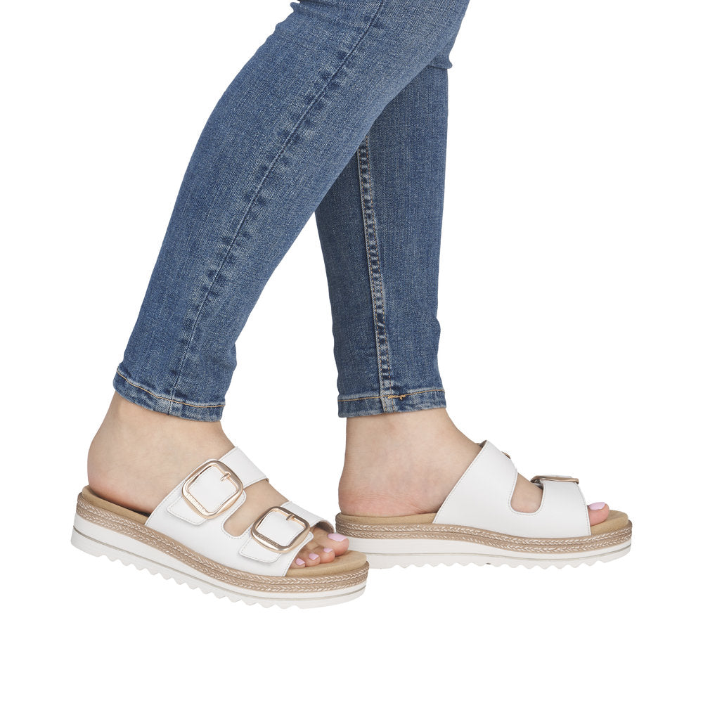 Remonte White Mini Wedge Sandal|D0Q6680